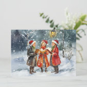 Invitation Chanteurs de Noël à l'aquarelle moderne (Debout devant)