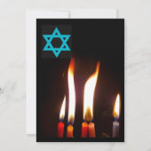 Invitation Chanukah flammes de bougie, Étoile de David Invita (Devant)