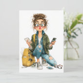 Invitation Chaos Whimsical Tech-Overload Girl (Debout devant)
