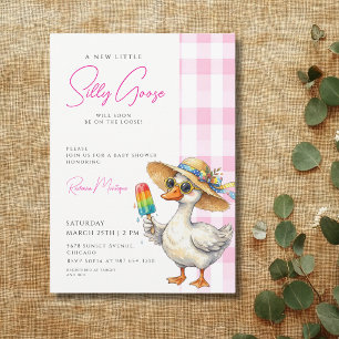 Invitation Chapeau à carreaux roses Silly Goose Baby Shower g