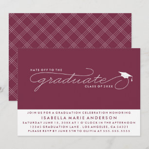 INVITATION CHAPEAU AU DIPLÔMÉ CARTON D'INVITATION À LA RÉMI