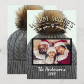 Invitation Chapeau Bonnet de Hiver Noël Photo de Fête (Devant / Derrière)