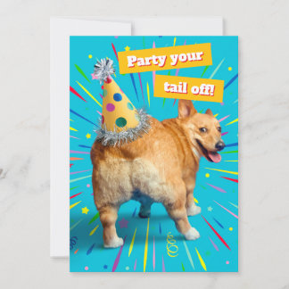 Invitation Chapeau d'anniversaire pour derrière de Corgi