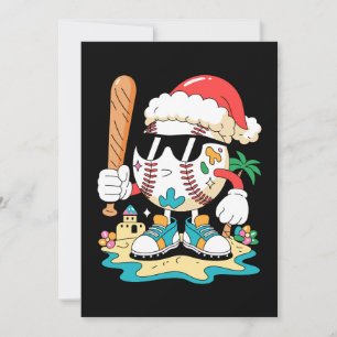 Invitation Chapeau de baseball de Noël Santa Batte de plage P