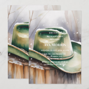 Invitation Chapeau de cow-boy vert dans la neige Brunch & Bub