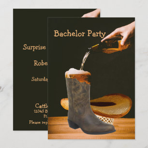 Invitation Chapeau de Cowboy Bière de Bachelor Parti Occident