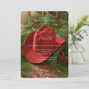 Invitation Chapeau de cowboy rouge pour enterrement de vie de