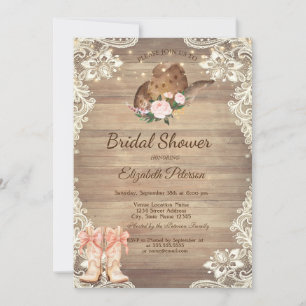 Invitation Chapeau de cowboy rustique en dentelle Bottes Arc