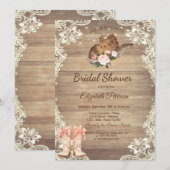 Invitation Chapeau de cowboy rustique en dentelle Bottes Arc  (Devant / Derrière)