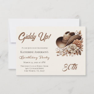 Invitation Chapeau de cowgirl Country Western avec fleurs