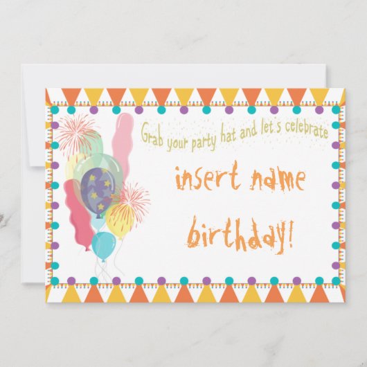 Invitation chapeau de fête (Devant)