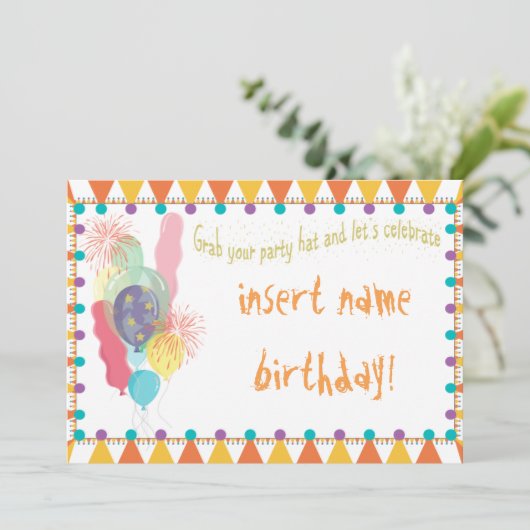 Invitation chapeau de fête (Debout devant)