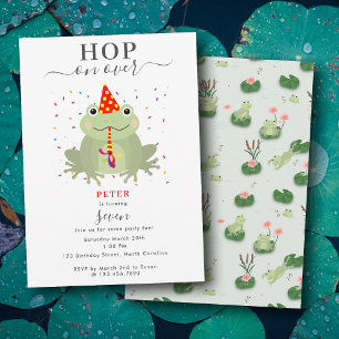 Invitation Chapeau de fête de grenouille mignonne sautez par-