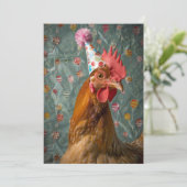 Invitation Chapeau de fête de poulet (Debout devant)