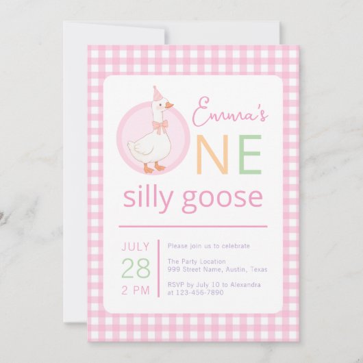 Invitation Chapeau de fête rose pour le premier anniversaire  (Devant)