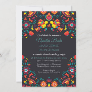 Invitation Chapeau de Fiesta Noir Art Populaire Mariage Espag