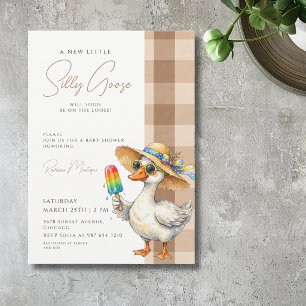 Invitation Chapeau de gingham marron Silly Goose Baby Shower