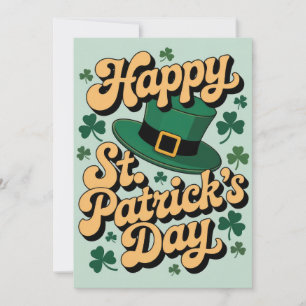 Invitation Chapeau de Leprechaun & Trèfles Joyeuse Saint-Patr