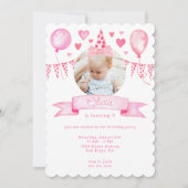 Invitation Chapeau de Naissance Déplaçable pour Bébé Fille av (Devant)