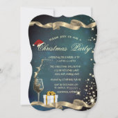 Invitation Chapeau de Noël élégant, Verre, Fête de Noël d'ent (Devant)