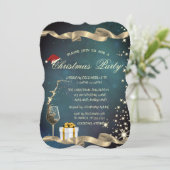 Invitation Chapeau de Noël élégant, Verre, Fête de Noël d'ent (Debout devant)