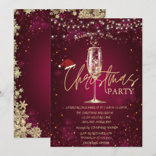 Invitation Chapeau de Père Noël en verre à champagne Noël Rou