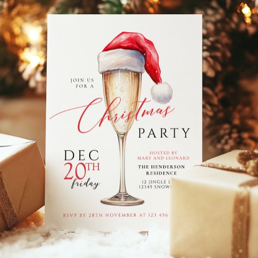 Invitation Chapeau de Père Noël Fête de Noël festive