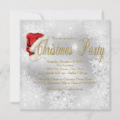 Invitation Chapeau de Père Noël Flocon de Neige Fête de Noël (Devant)