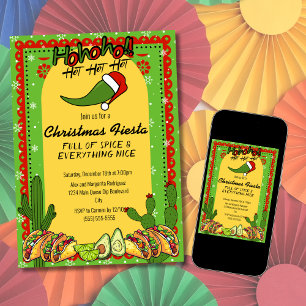 Invitation Chapeau de Père Noël moderne Fiesta de Noël chaud