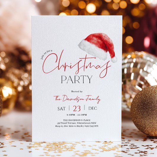 Invitation Chapeau de Père Noël pour fête de Noël