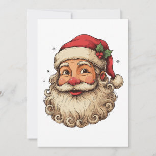 Invitation Chapeau de Père Noël Rétro Noël Visage Souriant Ba