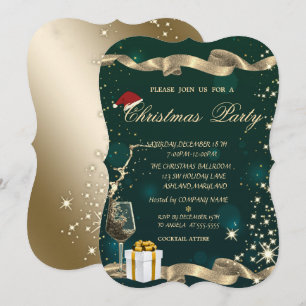 Invitation Chapeau de Père Noël, Verre, Cadeau Vert Noël d'en