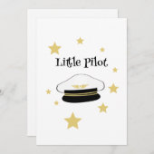 Invitation Chapeau de pilote blanc, étoiles dorées, invitatio (Devant / Derrière)