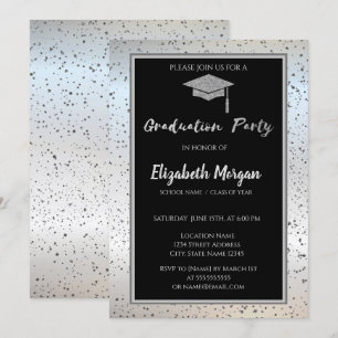 Invitation Chapeau de remise des diplômes pailleté argent chi