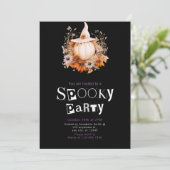 Invitation Chapeau de sorcière Citrouille Blanche Boho Hallow (Debout devant)