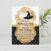 Invitation Chapeau de sorcière et citrouille élégants, Annive (Debout devant)