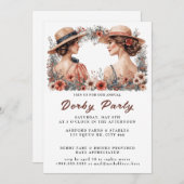Invitation Chapeau Derby Party Aquarelle (Devant / Derrière)
