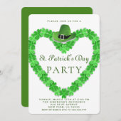 Invitation Chapeau élégant Trèfle Vert Fête St.Patrick (Devant / Derrière)