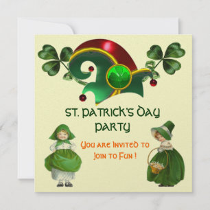 Invitation Chapeau ELF avec trèfles FÊTE DE LA SAINT-PATRICK