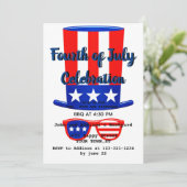 Invitation Chapeau et lunettes de fête du 14 JUILLET (Debout devant)