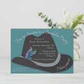 Invitation Chapeau Fedora avec Fête de Bachelor Party à Plume (Debout devant)