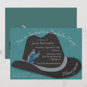 Invitation Chapeau Fedora avec Fête de Bachelor Party à Plume (Devant / Derrière)