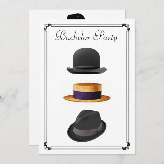Invitation Chapeau Fedora élégant en paille avec boléro pour  (Devant / Derrière)