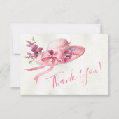 Invitation Chapeau floral rose Remerciement de mariage Derby (Devant)