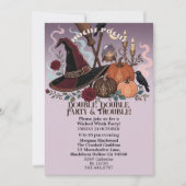 Invitation Chapeau Funky Hocus Pocus Fête de Sorcière Méchant (Devant)
