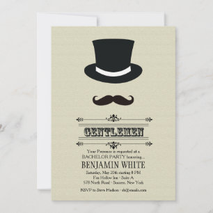 Invitation Chapeau Haut-de-Forme et Moustache