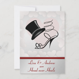 Invitation Chapeau haut de forme et talons hauts Cœurs d'Arge