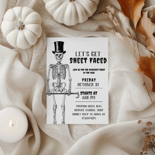 Invitation Chapeau Haut Skeleton Let's Get Sheet F