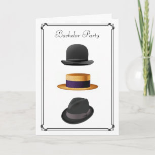 Invitation Chapeau melon en paille Fedora #2  Enterrement de 