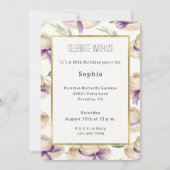 Invitation Chapeaux Crème Rubans Violets Anniversaire (Devant)